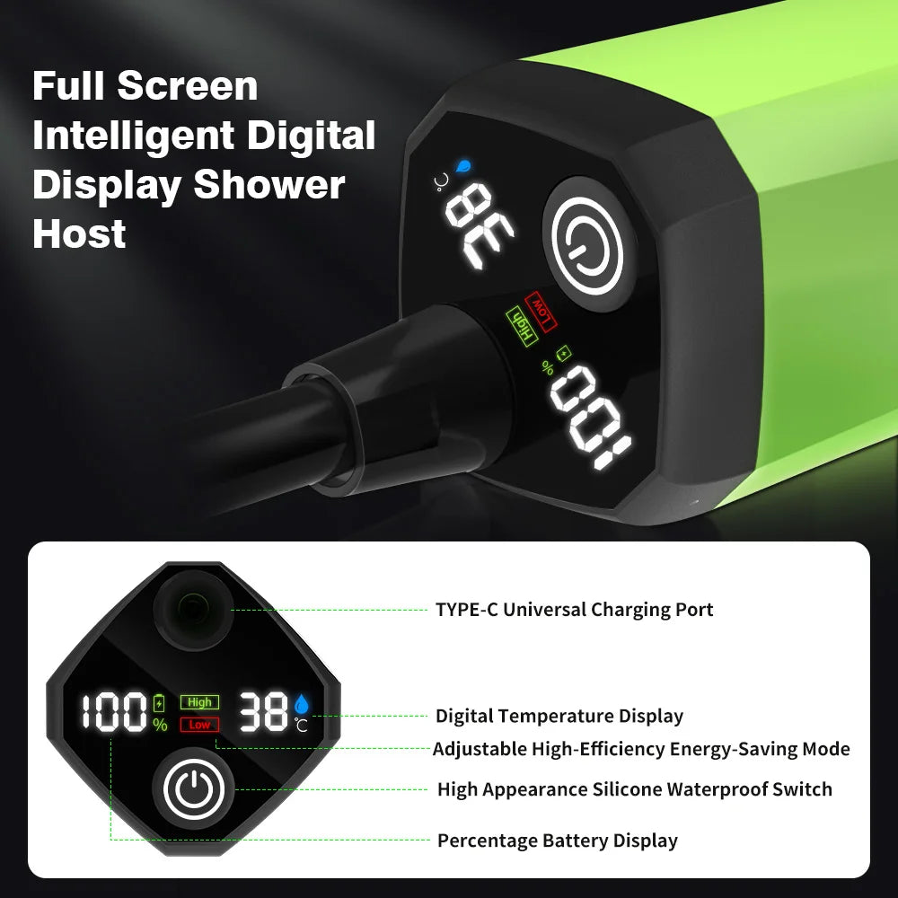 Portable Camping Shower Pump Kit – RV Outdoor Shower with Digital Display & Adjustable Flow